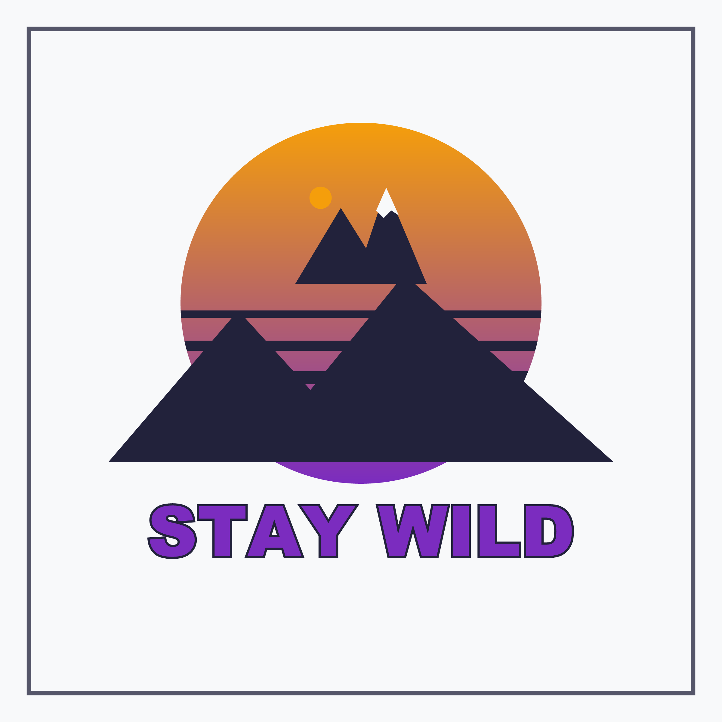 Stay Wild Retro Sunset Tumbler Wrap — 20oz Skinny Sublimation PNG